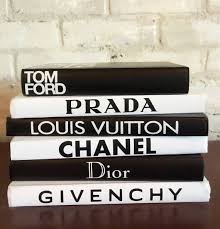 Designer Book Set 6 Books Chanel Louis Vuitton Dior Tom Ford Gucci Prada Black White Home Decor Shelf Acc Girl Bedroom Decor Book Design Black Decor