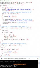 C Program To Reverse An Array Using Recursion C Programming C Programming Learning Programing Knowledge