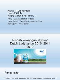 Laporan tahunan syarikat dutch lady. Nisbah Kewangansayrikat Dutch Lady