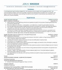 Health Information Manager Resume Example Mhm Centurion Of