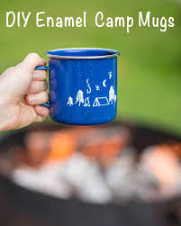 I used my cricut explore, but the shape is simple enough that you could also trace a plate or something round onto a piece of vinyl and cut by hand. Diy Enamel Camp Mugs Make Your Own Adventure Camp Mug The Artisan Life