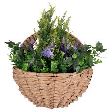 Handmade wicker rattan wall hanging basket. Lavender Wall Basket