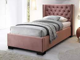 lit tete de lit capitonnee 90 x 200 cm velours rose massimo