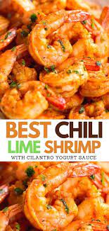 Chili Lime Shrimp Recipe With Cilantro Yogurt Sauce Recipe Lime Shrimp Recipes Cilantro Recipes Chili Lime Shrimp