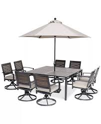 Furniture Marlough Ii Outdoor Aluminum 9 Pc Dining Set 62 In 2020 Outdoor Dining Set Square Dining Tables Sunbrella Cushions