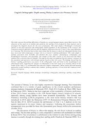 Pdf English Orthographic Depth Among Malay Learners At A Primary School