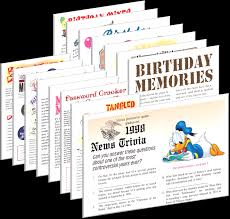 It's like the trivia that plays before the movie starts at the theater, but waaaaaaay longer. 1998 Birthday Pack Special 20th Birthday Free Party Games