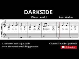darkside - tutorial not balok nada piano tingkat 1 / dasar - not lagu pop - instrumental - YouTube