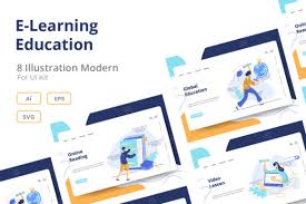 Download E Learning Education Set Illustration Graphic By Twiri Creative Fabrica PSD Mockup Templates