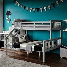 Tra i migliori letti a castello per bambini e adulti che puoi acquistare, ti consigliamo anke della marca avanti trendstore. Letto A Castello Triplo Per Adulti E Bambini In Legno Di Pino Massello Per Letto Singolo 1 8 M Grigio E Bianco Grigio Seta Amazon It Casa E Cucina
