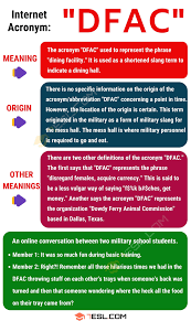 Most Likely Not Everyone Has Heard Of The Acronym Dfac Before However It Is Popular In Some Circles If You Have Encountered This Phrase In The Perusal Of The Learn English