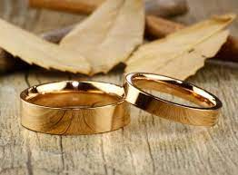 Handmade Rose Gold Flat Plain Weding Band Titanium Ring Set Etsy In 2021 Titanium Ring Set Handmade Wedding Rings Wedding Rings