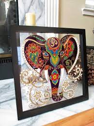 Elephant Art Om Bohemian Decor Spiritual Art Yoga Stained Etsy Glass Painting Patterns Elephant Art Glass Painting