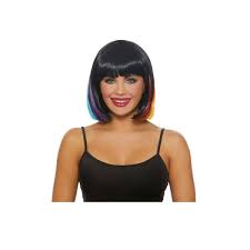 2020 fashion popular wig styles, human hair short cut wigs, short wigs for cool summer sale, deep part short bob wigs. Hidden Rainbow Bob Wig Black Primary Rainbow Cappel S