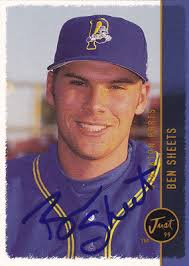 BEN SHEETS STOCKTON PORTS SIGNED 1999 CARD MILWAUKEE BREWERS A'S ATLANTA  BRAVES