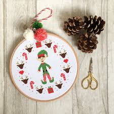 Free patterns / free patterns / free cross stitch patterns. Christmas Elf Cross Stitch Kit For Beginners Hannah Hand Makes