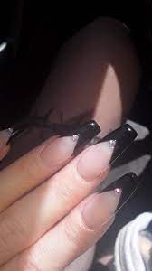 Did This Bejazzled Black French Tip Set Last Summer And Kinda Wanna Do It Again Nail Nailart Nails Beaut French Tip Acrylic Nails Pink Acrylic Nails Nails