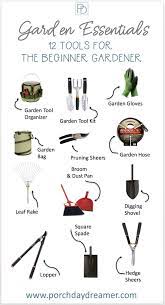 12 Essential Garden Tools For The Beginner Garden Tools Gardening For Beginners Easy Landscaping