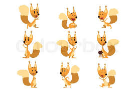 Red fox, a cute animal in a cartoon style. Funny Squirrel Cartoon Character Set Stock Vector Colourbox