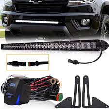 Turbosii Dot 30 Led Light Bar Single Row Spot Flood Combo Beam Off Road W Rocker