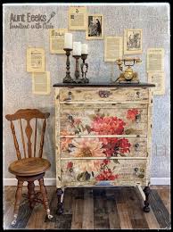 Sold Hand Painted Antique Floral Dresser Decoupage Furniture Painted Furniture Rustic Furniture