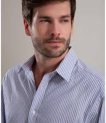 Camisa Tricoline Listrada Mauricio Ml Azul Jeans