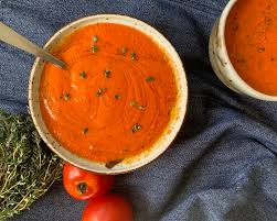 Simple homemade tomato soup with carrots, onions, garlic, tomatoes, broth, and bacon for deliciously rich flavor. Dairy Free Onion And Garlic Roasted Tomato Soup Stone Pier Press