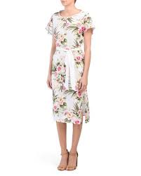 Made In Italy Linen Tropical Print Midi Dress Made In Italy T J Maxx Printed Midi Dress Dresses Midi Dress