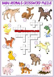 This fun printable activity pack includes nine animal cryptogram word puzzles. Baby Animals Esl Printable Crossword Puzzle Worksheet