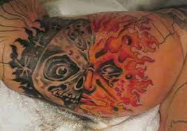 Paul Booth Corey Taylor Slipknot Inner Bicep Tattoo Sleeve Sun Moon Good Evil Sleeve Tattoos Paul Booth Tattoos