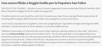 Cassa di risparmio di lucca pisa livorno piazza san giusto, lucca phone: Una Nuova Filiale A Reggio Emilia Per La Popolare San Felice Sanfelice 1893 Banca Popolare