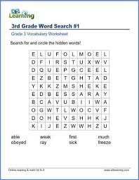 They have mastered addition and subtraction in previous grades. Word Search Worksheets For Grade 3 K5 Learning