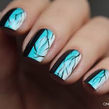  Turquoise And Black Ombre Nails Seni Kuku Kuku Lucu Desain Kuku