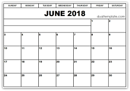 June Calendar 2018 With Holidays June 2018 Blank Calendar Printable Monthly Calendar June Calendar Printables Weekly Calendar Printable Free Calendar Template
