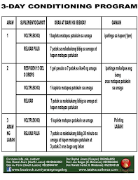 Excellence 21 Days Conditioning Program Chart 21 Day