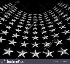 Abstract seamless background with circles and rings. White Stars On Black Background Curved 3d Generated
