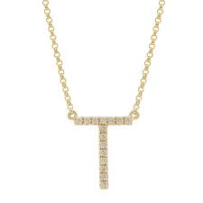 Women S 14k Yellow Gold Diamond Studded Letter T Initial Pendant Necklace 18 Fanc Yellow Gold Diamond Studs Diamond Fashion Rings Initial Pendant Necklace