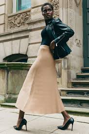 Knitted Elastic Waist A Line Midi Skirt