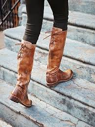 Black And Brown Boots Womens Brown Leather Boots With Tie In Back Shoes Tall Leather Boots Shoes Shoe Boots