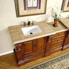 Modern style petite vanity is designed for both character and functionality. Silkroad Exclusive 58 In Cherry Undermount Single Sink Bathroom Vanity With Travertine Travertine Top In The Bathroom Vanities With Tops Department At Lowes Com