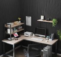 Modern Black Color Matte Acoustic Slat Wall Panels | Black Felt - Small  46.85" x 25.20"