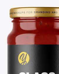 Download Glass Jar With Salsa Sauce Mockup In Jar Mockups On Yellow Images Object Mockups PSD Mockup Templates