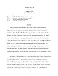 1 Memorandum Confidential Attorney Work Product To Idyll Unified School District Supervising Attorney From Arash Raza Memo Template Memo Format Memo Writing