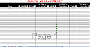 Biggest Loser Spreadsheet Biggest Loser Excel Spreadsheet