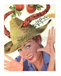 1950's Vintage Magazine Illustration, 1950's Girl, Retro Illustration,  1950's Fashion, Magazine Art, Red Head, Braids, Great for Framing.