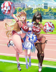 Rule 34 Dev - 3girls bay_(nikke) big_breasts breasts cheerleader  cheerleader_outfit cheerleader_uniform chocolate_and_vanilla clay_(nikke)  goddess_of_victory:_nikke mole navel poli_(cheer_up_police)_(nikke)  poli_(nikke) pompoms screenshot ...