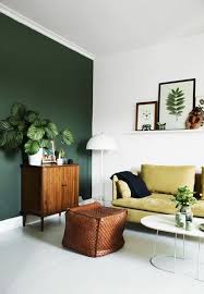 Houseplants Dekoideen Living Room Design Ideas Retro Look Green Accent Wall Retro Home Decor House Interior Living Room Green