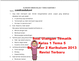 Maybe you would like to learn more about one of these? Soal Ulangan Tematik Kelas 1 Tema 5 Semester 2 Kurikulum 2013 Terbaru Teori Dan Soal