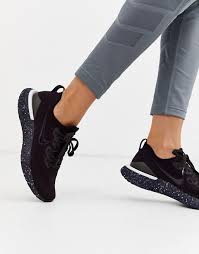Underfoot, durable nike react technology defies the odds by being both soft and responsive, for comfort that lasts as long as you can run. Nike Running Epic React Flyknit 2 Trainers In Black Asos