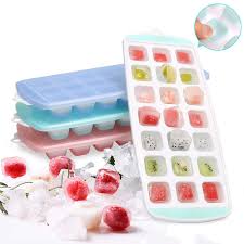 3 Pack Ice Cube Trays 63 Ice Cube Maker Baby Food Grade Silicone Ice Cube Holder Molds With Easy Release Lids Flexible Ice Tray Stackable For Whiskey Chilled Drinks Ice Cream And Cocktails